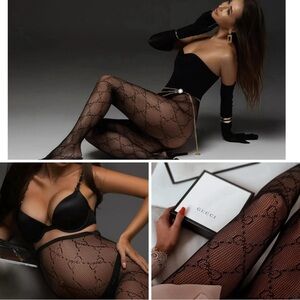 Gucci Black Logo Mesh Tights